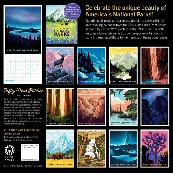 2026 The Art of the National Parks Wall Calendar Insight Editions