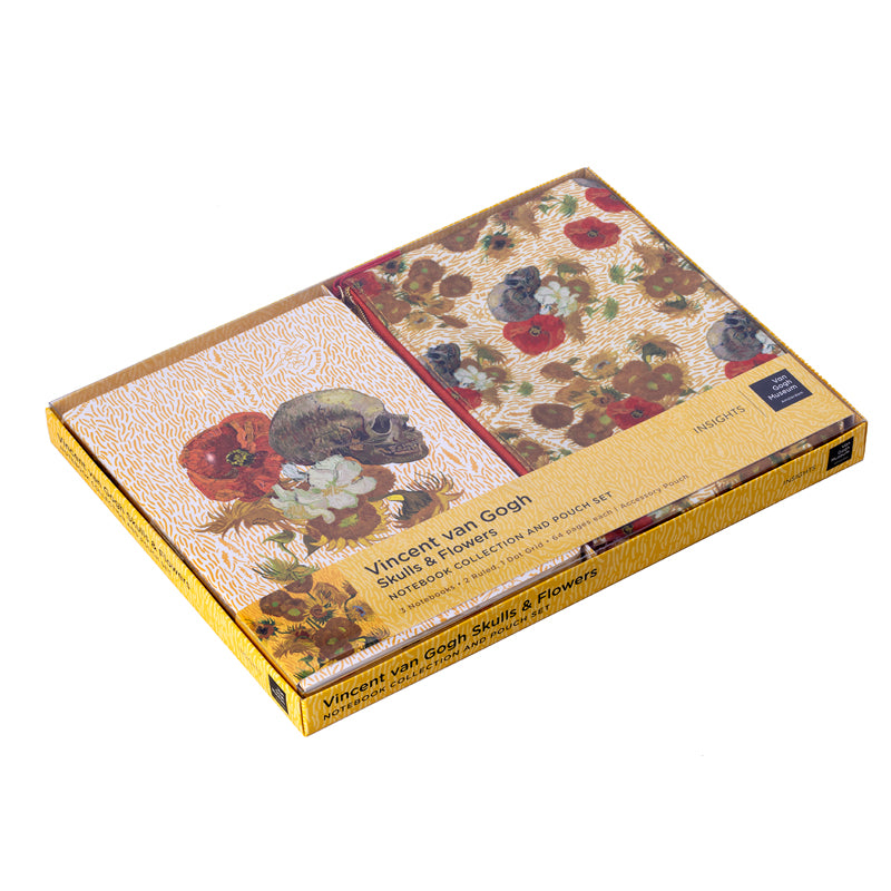 Van Gogh Skulls and Flowers Notebook Collection and Pouch Set