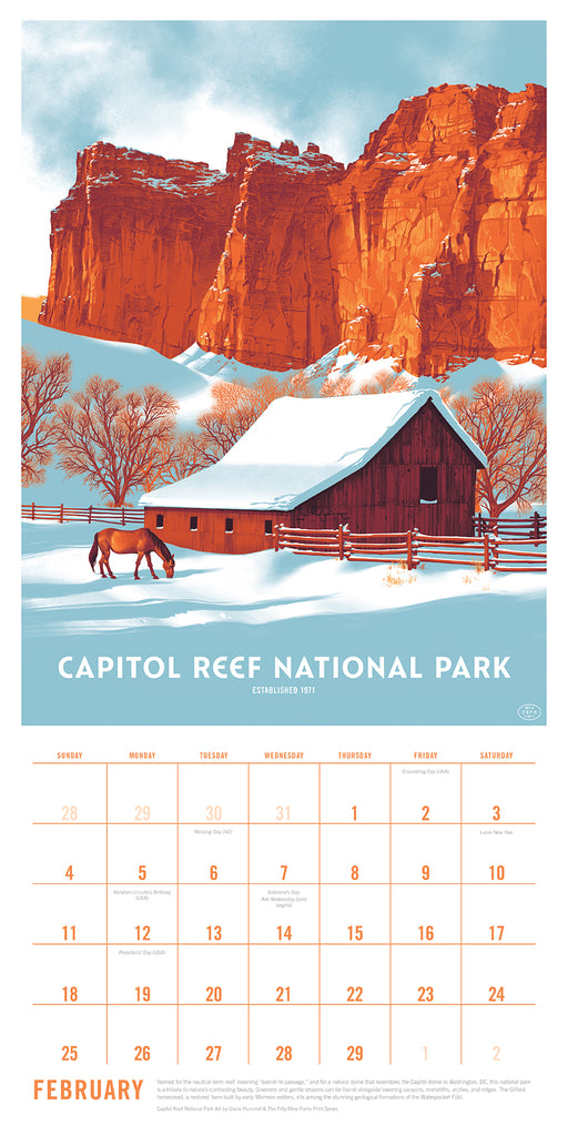 2025 The Art of the National Parks Wall Calendar Insight Editions