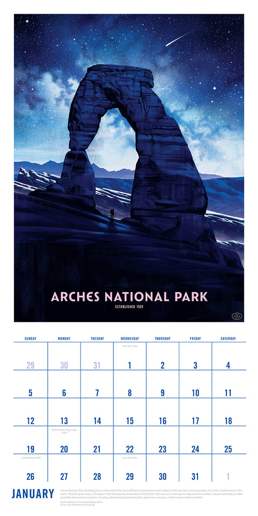 2025 The Art of the National Parks Wall Calendar