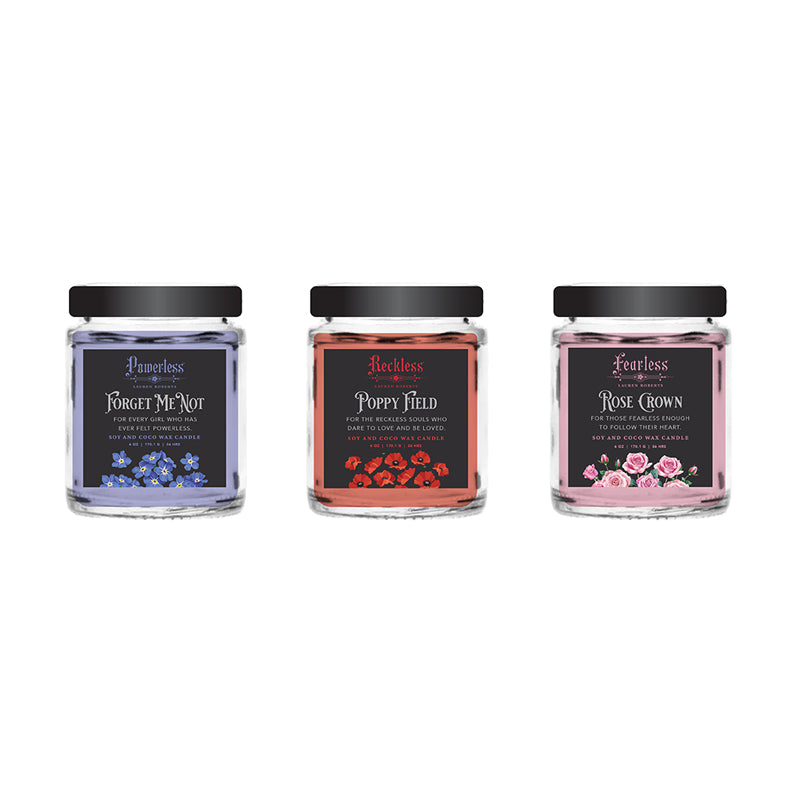 Lauren Roberts: Powerless Trilogy Scented Glass Candle Set (Set of 3)