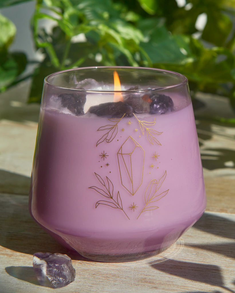 Amethyst Crystal Healing Scented Glass Candle