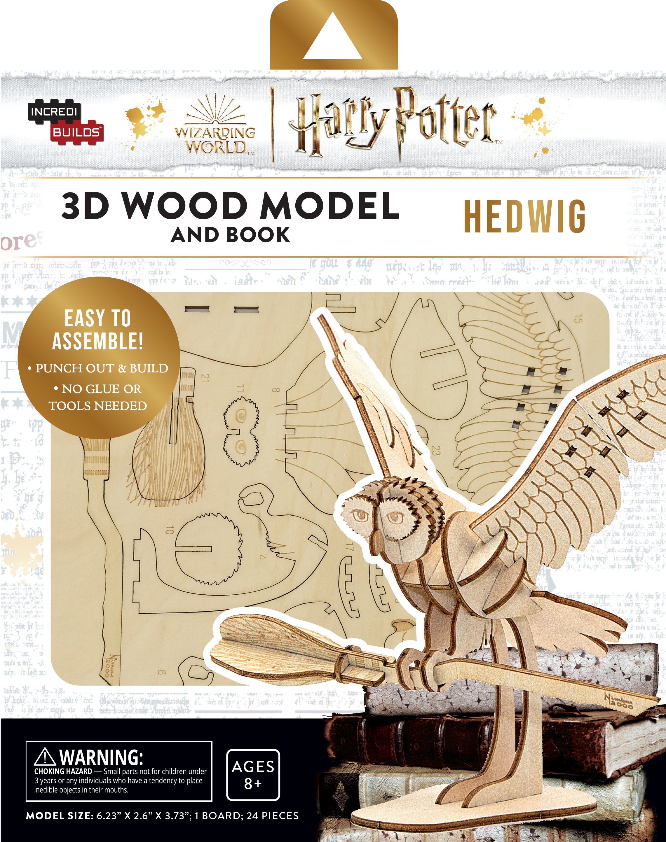 IncrediBuilds: Harry Potter: Hedwig 3D Wood Model and Book